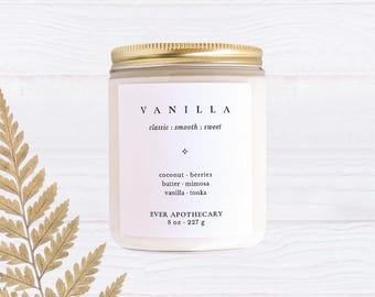 Vanilla Soy Candle · Sweet Creamy Scent · Handmade · Vegan · 8 oz