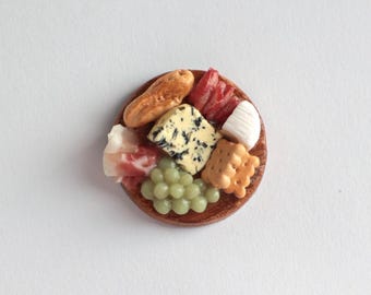 Mini tagliere per formaggi - Piatto per salumi in argilla polimerica - Miniatura per casa delle bambole