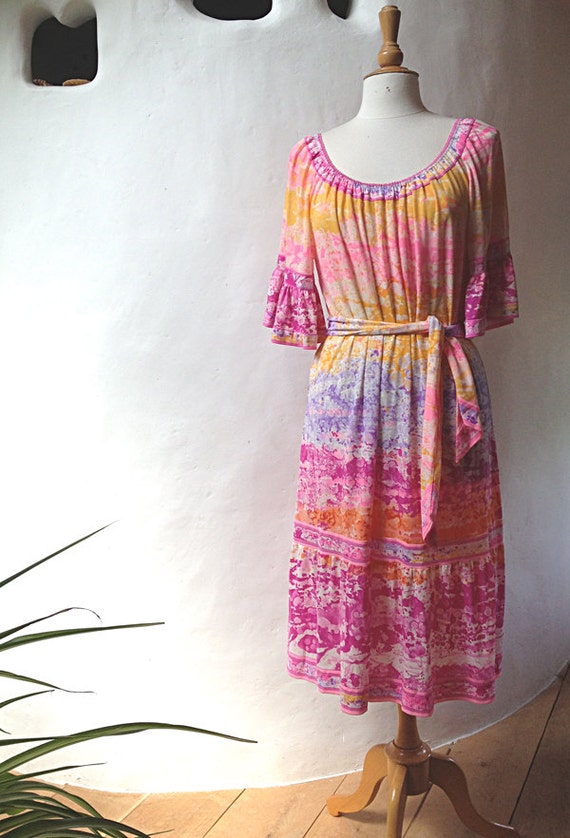 Vintage pink LEONARD Dress - Paris, 70's - image 4