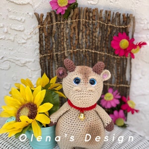 Crochet amigurumi Daisy Cow stuffed toy nursery decoration stuffed animal baby shower gift soft animal toy organic cotton Birthday Christmas