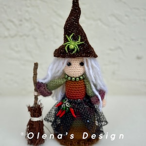 Halloween Crochet witch doll Tilda decor amigurumi doll halloween decor stuffed doll witch art doll toy plush red headed doll witch hat