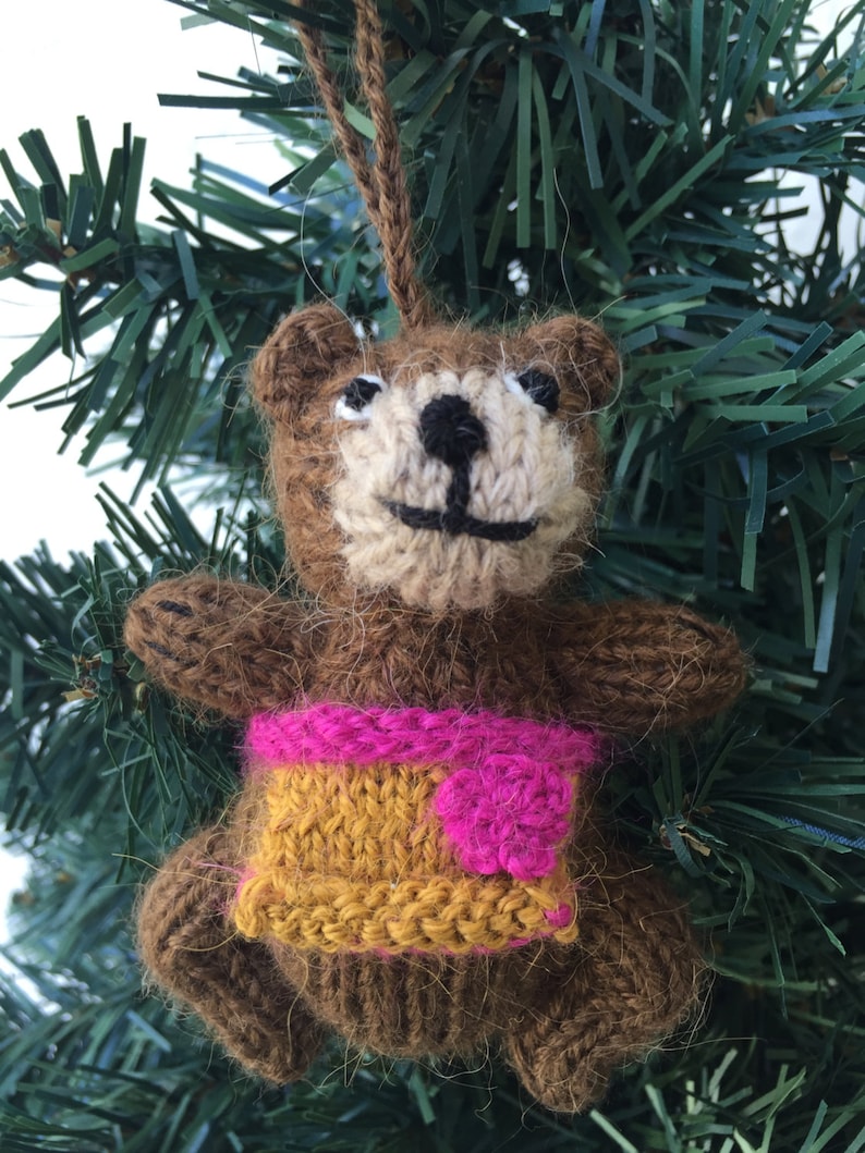 Handmade Knitted toy amigurumi merino wool owl scarf miniature plushes Christmas