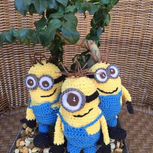 Crochet Amigurumi Minion häkeln Miniatur Minion Plushes Trio Minion Kinder Spielzeug Dekoration despicable me Ornament Spielzeug Accessoire Dekor