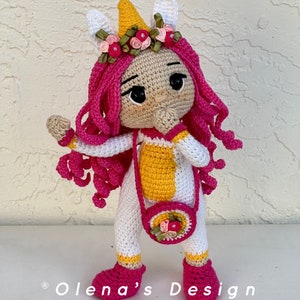 Amigurumi Unicorn Crochet Doll stuffed toy posable doll nursery decoration baby shower gift soft Birthday Christmas art toy plush  10.5&quot;