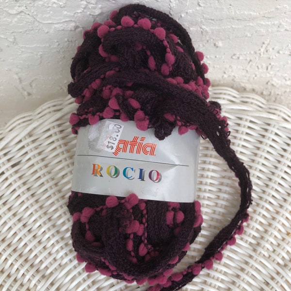 Katia Rocio Ruffling Frilly Yarn Color 503 purple dark purple 29 yds/27 m 3.5 oz/100 g ruffle scarf holiday gift knit crochet  Christmas