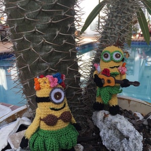 Crochet Amigurumi Minion häkeln Miniatur Minion Plüsch Hawaiian Minion Kinder Spielzeug Dekoration despicable me Ornament Spielzeug Accessoire Dekor
