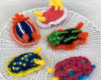 Set of 5 Scrubby Sparkle crochet Nudibranch Dishcloth Sponge Nudibranch sea slug Nautical Underwater decor toy kitchen Christmas gift