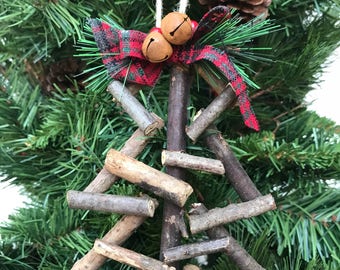 Ornement d’arbre de Noël en bois brindille de bois flotté arbre de Noël décor de bâton de bois flotté décoration de vacances rustique topper d’arbre cadeau de Noël