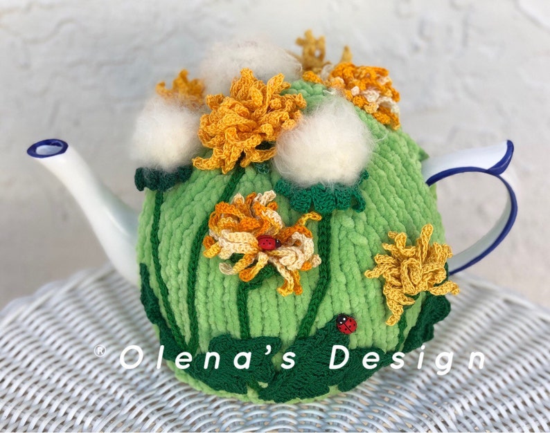 Crochet tea cozy green tea cover dandelion tea cosy tea warmer Etsy