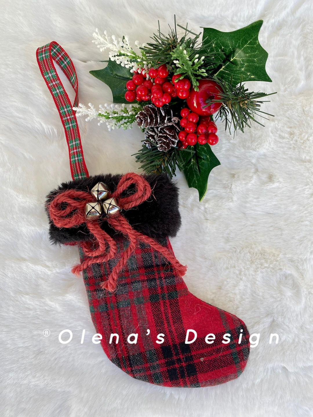 Plaid Mini Christmas Stocking Tree Ornament Christmas Etsy