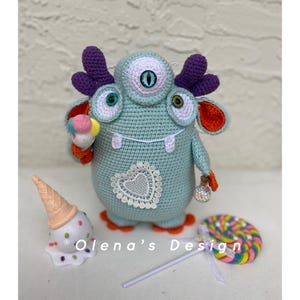 Crochet ONE Monster plushes children toy Birthday Christmas gift Baby shower stuffed animal nursery funny collector halloween 8&#39;/20 cm