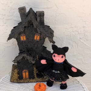 Crochet amigurumi Piggy Pig Piglet Bat miniature plushes children toy Halloween decor unique fall stuffed animal collection toy 22 cm/ 9"