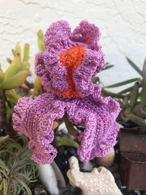 Fiore All Uncinetto Cotone Filo Crochet Applique Iris Etsy