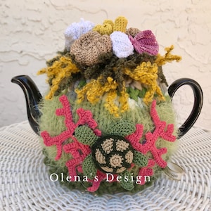 Crochet tea cozy nautical tea cover tea cosy seaside tea warmer crochet nautical octopus turtle underwater kitchen accessory marine decor
