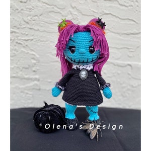 Halloween Crochet Zombie Witch doll Tilda decor amigurumi doll Zombie girl decor stuffed doll witch art toy plush Creepy Cute Crochet 11&quot;