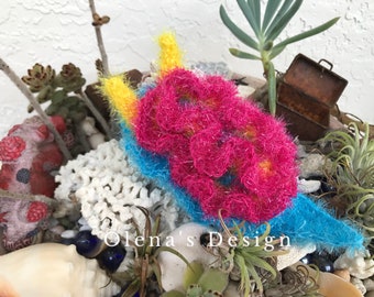 Scrubby Sparkle crochet Nudibranch Dishcloth Sponge Nudibranch sea slug Nautical Underwater decor toy kitchen accessory Marine