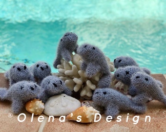 Scrubby Sparkle crochet Manatee Dishcloth Sponge Gray Manatee Coastal Nautical Underwater decor toy kitchen accessory Marine