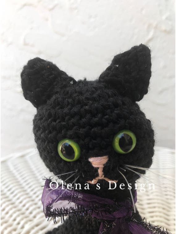 Halloween Crochet Black Cat Green Eyes Doll Decor Amigurumi Doll Halloween Decor Stuffed Doll Black Cat Toy Plush Lucky Cat Halloween Doll Etsy UK