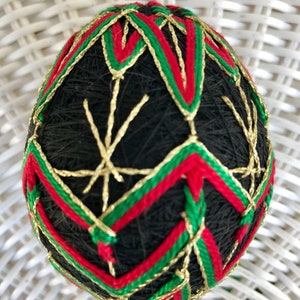 Temari ball Japanese embroidery home decor traditional art handmade sphere ball ornament unique gift Mother&#39;s day Black red green Christmas