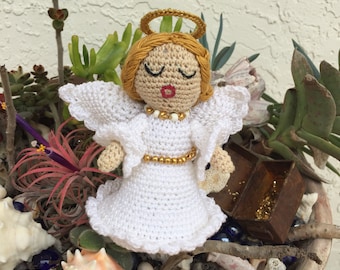 Ganchillo amigurumi ángel crochet miniatura ángel peluches Navidad ángel niños juguete decoración ángel ornamento decoración accesorio de vacaciones