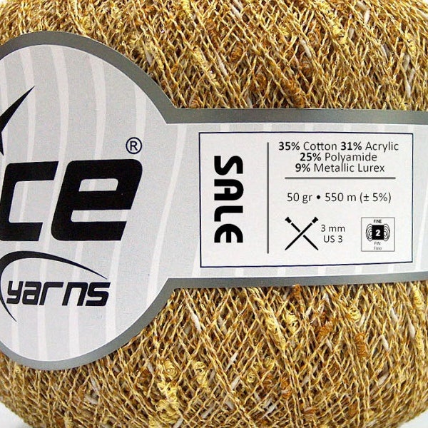 ICE Yarns Misc Sale  Shades Gold made in Turkey 50g/1.76 oz 300m/328 yds crochet knit summer yarn summer project shawl scarf