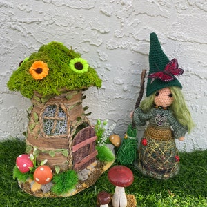 Halloween Crochet witch doll Tilda decor amigurumi doll halloween decor stuffed doll witch art doll toy plush Fairy doll witch hat
