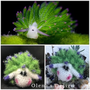 Scrubby Sparkle crochet Costasiella LEAF SHEEP Dishcloth Sponge Nudibranch sea slug Nautical Underwater decor toy kitchen accessory Marine