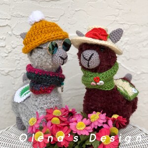 Set of 2 Crochet amigurumi Alpaca Animal Llama plushes children toy decoration Birthday gift for girl Cinco de Mayo Hipster Llama