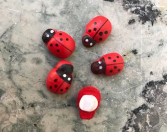 Set of 50 Adhesive Wooden Lady bug sticker Crafts 13x9mm Decoration Floral Garden ornament Home decoration Crafts Supply Scrapbooking