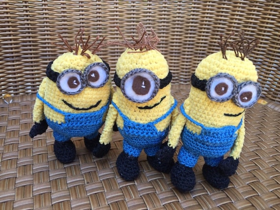 Crochet Amigurumi Minion Crochet Miniature Minion Plushes Trio
