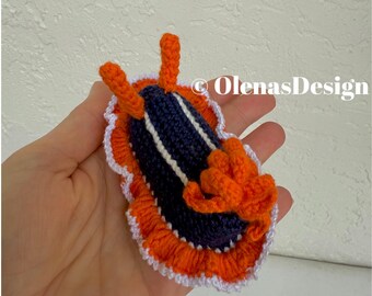 Crochet Chromodoris magnifica Nudibranch sea slug Nautical Underwater decor toy Christmas decor accessory Marine 3.5" miniature