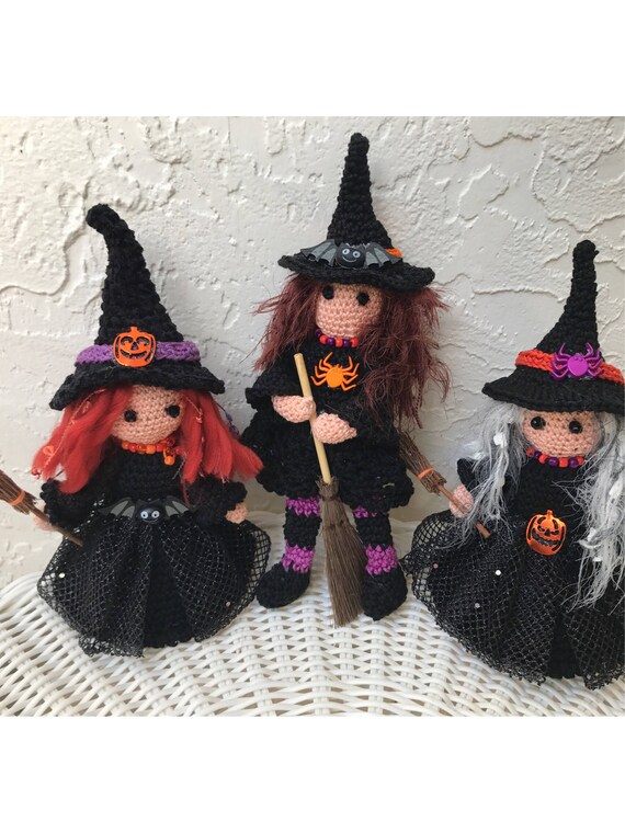 ハロウィン かぎ針編み 魔女人形 ティルダ デコレーション 編みぐるみ