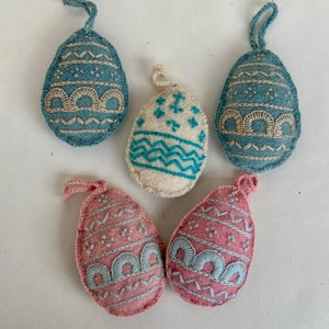Set of 5 Felt Easter ornaments felt Easter decoration  Easter egg ornament Easter bunny flowers spring holiday accessory felt décor READY