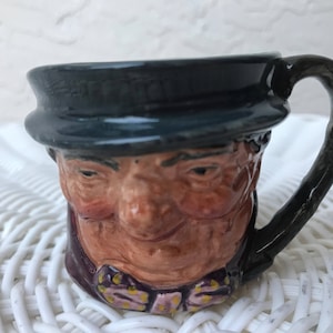 Vintage Royal Doulton Ceramic Tony Weller Toby Jug  Tall 2&quot; Miniature character D6044 Made in England 1960 A Mark retired