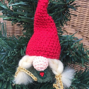 Scandinavian tomten tonttu nisse Christmas gnome crochet ornament Christmas decoration Christmas ornament amigurumi nordic gnome white hair image 1