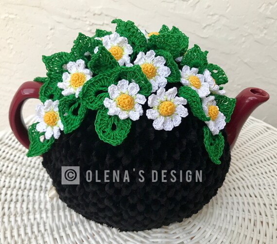 NEW Handmade Tea Cozy Daisies //white base from Ukrainian Designer Unique!