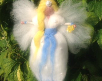 Waldorf Guardian Angel, Wool Fairy, Felt Angel Doll, Christening Gift, Magic Wool Angel, Godmother Gift