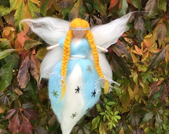 Felt Christmas Ornament, Christmas Decorations, Needle felted Fairy, Winter Fairy, Felt Angel,Christmas Tree Topper, Snowflake Angel