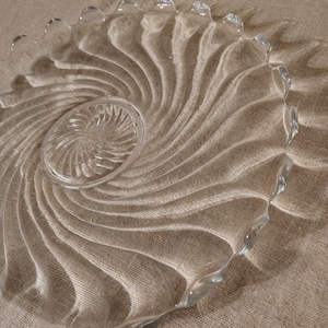 MCM Fostoria Glass &#39;Colony Swirl&#39; Clear Torte Plate, Made From 1940-73