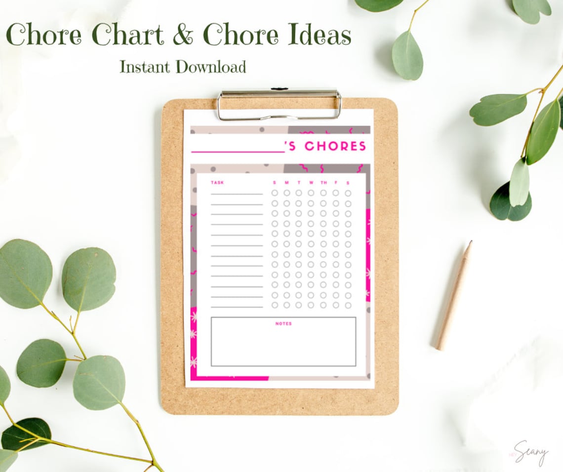 Chore Chart & Ideas Digital - Instant Download - Home Organizer- Mom ...