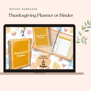 Thanksgiving Planner or Binder Digital - Instant Download - Holiday Party - Hosting Planner