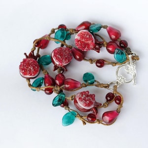 Pomegranate lampwork bracelet  - Modern jewelry