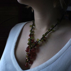 Red currant pink pepper omela new year necklace redcurrant berry summer wibes-lampwork glass berries jewelry gold plated necklace necklace image 3