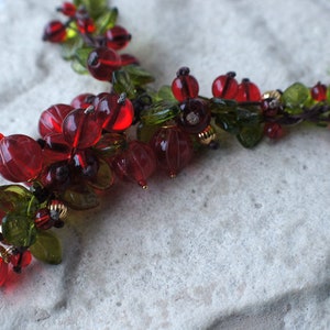 Red currant pink pepper omela new year necklace redcurrant berry summer wibes-lampwork glass berries jewelry gold plated necklace necklace image 5