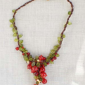 Red currant pink pepper omela new year necklace redcurrant berry summer wibes-lampwork glass berries jewelry gold plated necklace necklace image 9