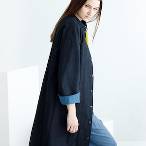 Cotton trench coat for woman, overcoat, Lightweight Jacket,Women&#39;s Raincoat, Long oversized fit collarless blazer