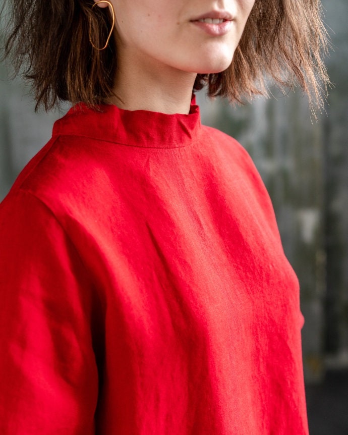 Linen Loose Dress for Women Minimalist Japanese Linen Red Etsy UK