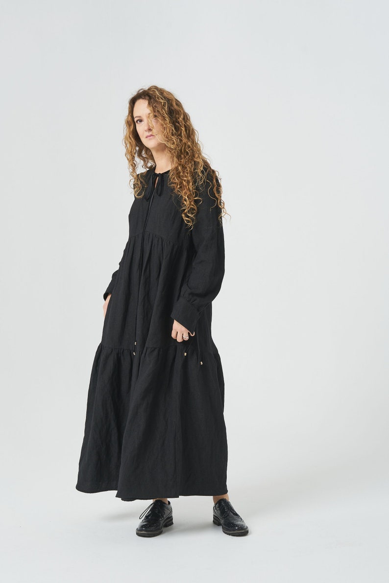 Gothic Dress Long Wool Dress Steampunk Dress Women Maxi Dress Long Sleeve Dress Woolen Loose Dress Victorian Dress Winter Dress