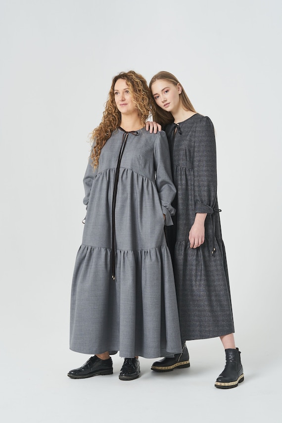 Long sleeve maxi shift dress top