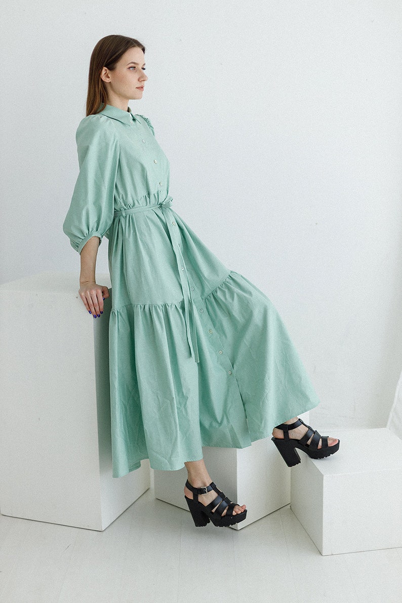 Grid-Bow Cotton Maxi